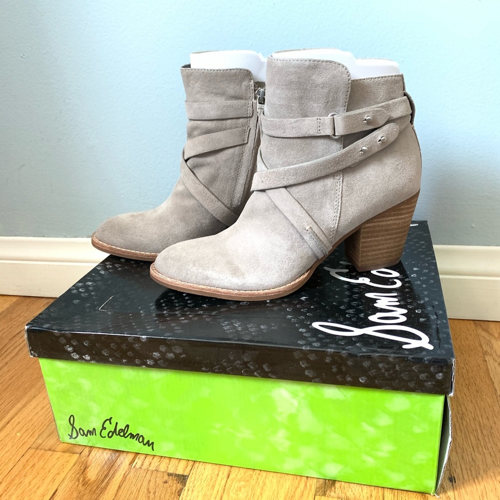 NEW Sam Edelman Merton Putty Suede Booties